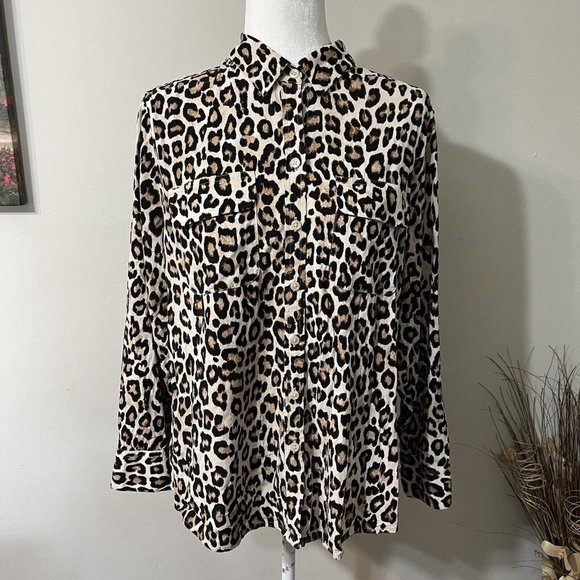 Chico's Tops - Chicos Petites Button Down Blouse Size 2P / PL Modal Blend Leopard Animal Print